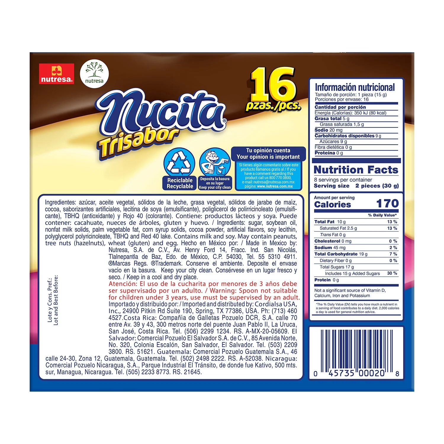 Nutresa Nucita 3 Sabores Box | 16ct, Box - Image 3